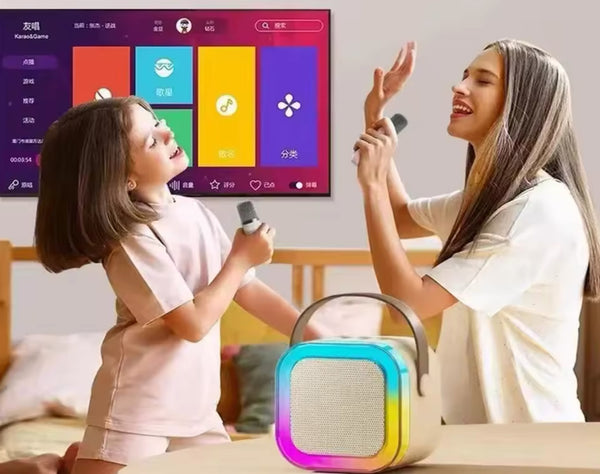 מערכת קריוקי אלחוטית בלוטות משולבת מיקרופון ותאורת Led מרהיבה