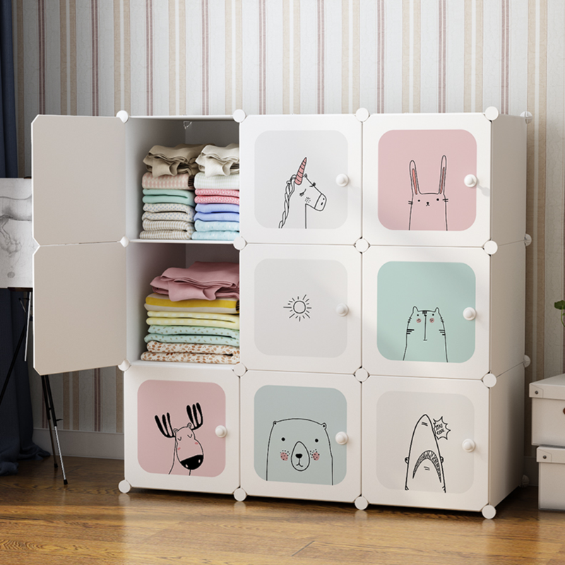 KIDY - ארון אחסון מודולרי לילדים המשלב 9 תאי אחסון לבגדים, נעלים וצעצועים